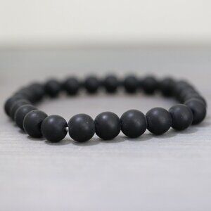 Black Matte Beads Adjustable Bracelet